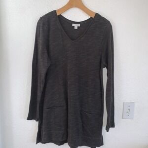 J.Jill V-Neck Trapeze Tunic Sweater/Knit Top Gray‎ Mélange Sz M